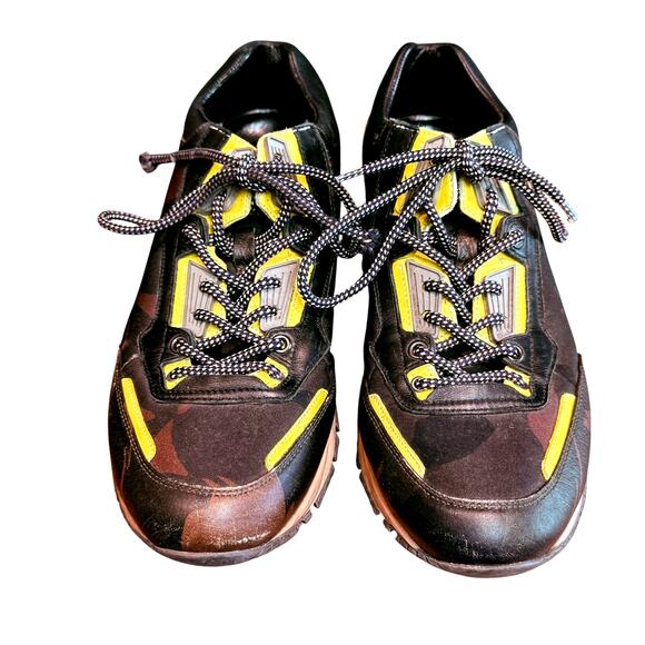 Lanvin Paris Men Sneakers Camo Yellow Details Size 7 Leather Inside and Upper main image 6
